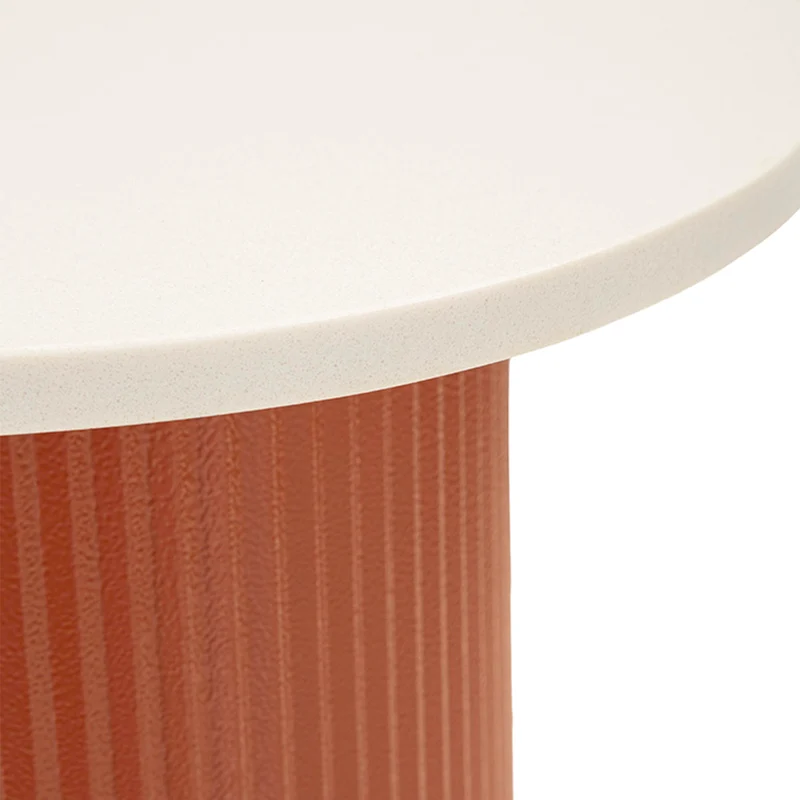 Bout de canapé 35 cm effet marbre Frieda Terracota et Blanc
