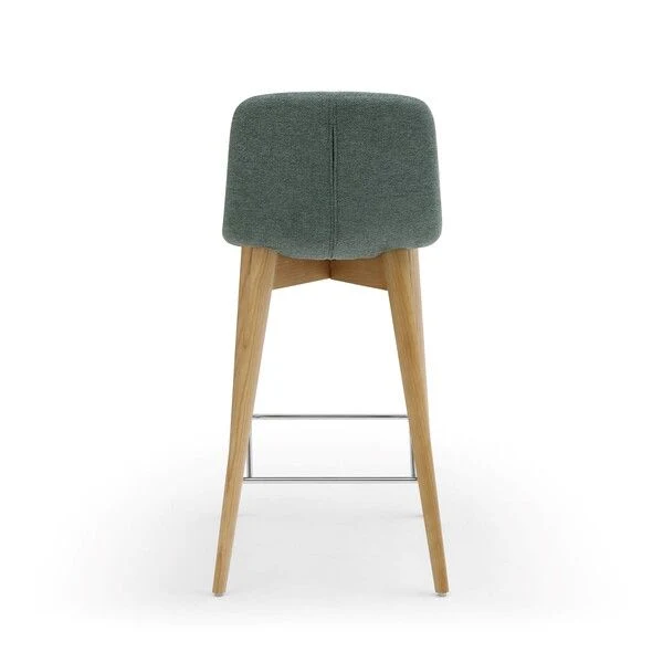 Chaise snack tissu vert Pied en Frêne naturel