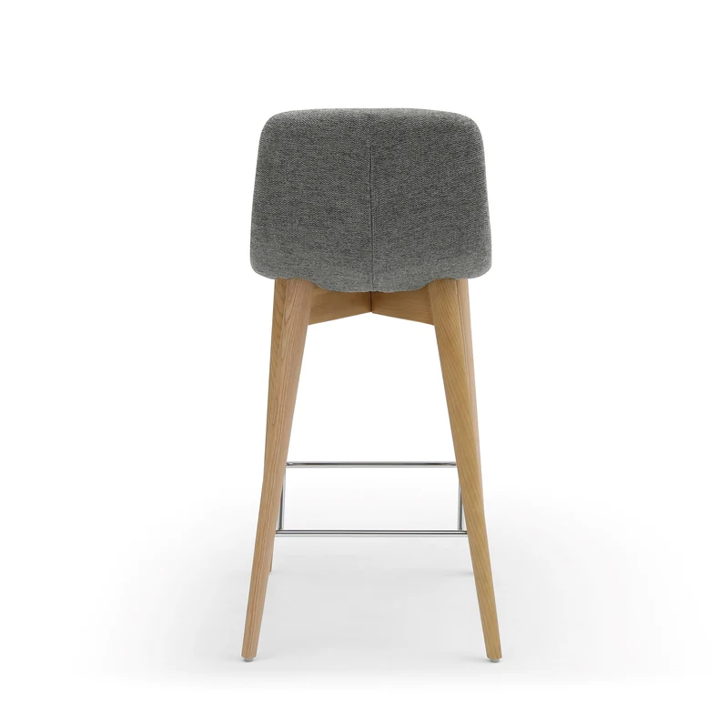 Chaise snack tissu gris Pied en Frêne naturel