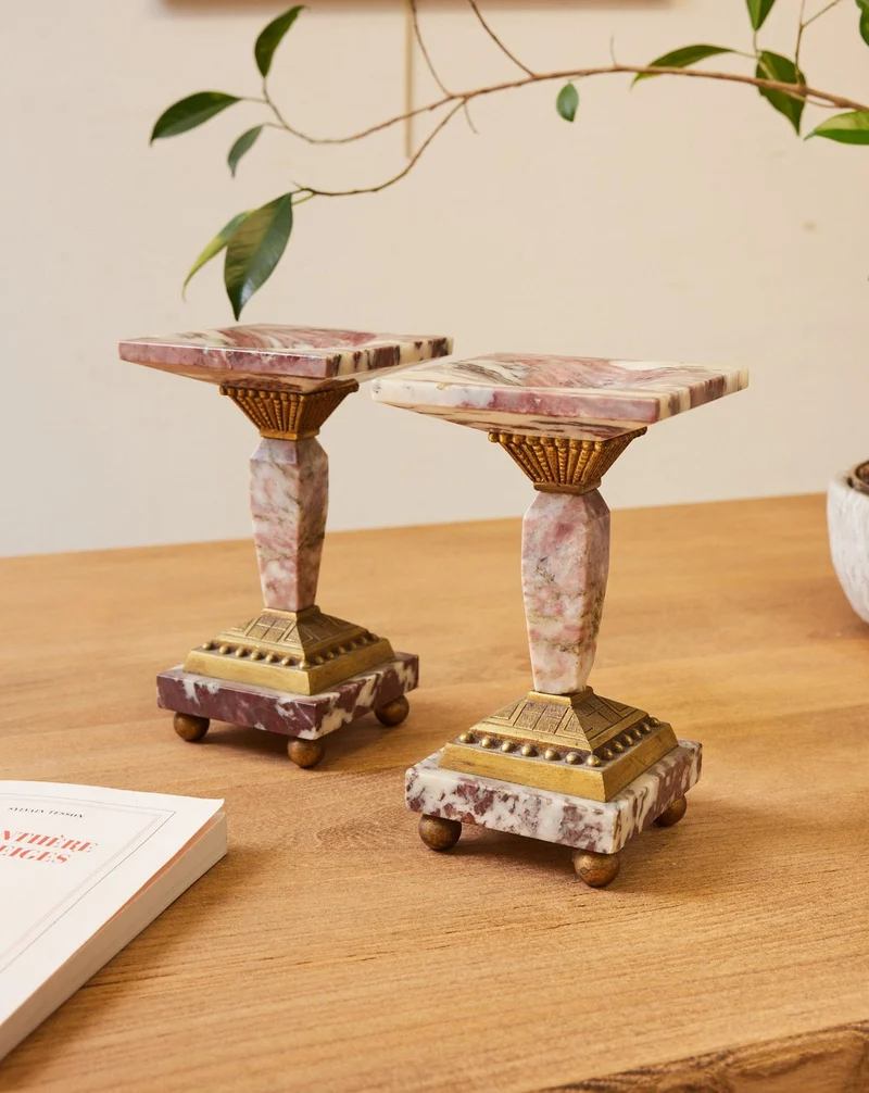 Ulysse, la paire de bougeoirs Art déco en marbre N°127