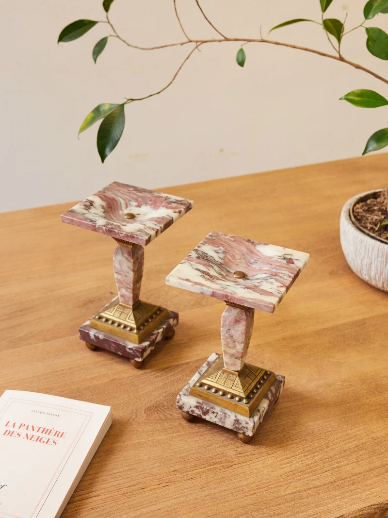 Ulysse, la paire de bougeoirs Art déco en marbre N°127