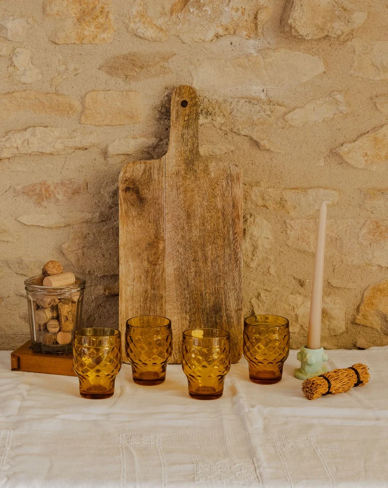 Eugène, le lot de 4 verres en verre jaune N°246