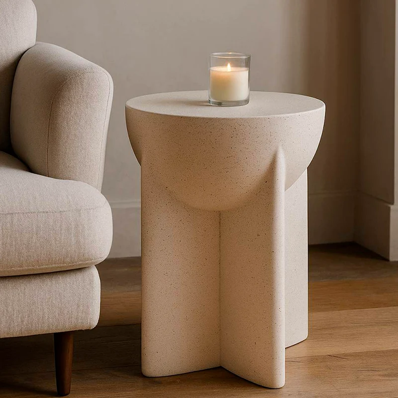 Bout de canapé 33,5 cm effet pierre Terraza Crème