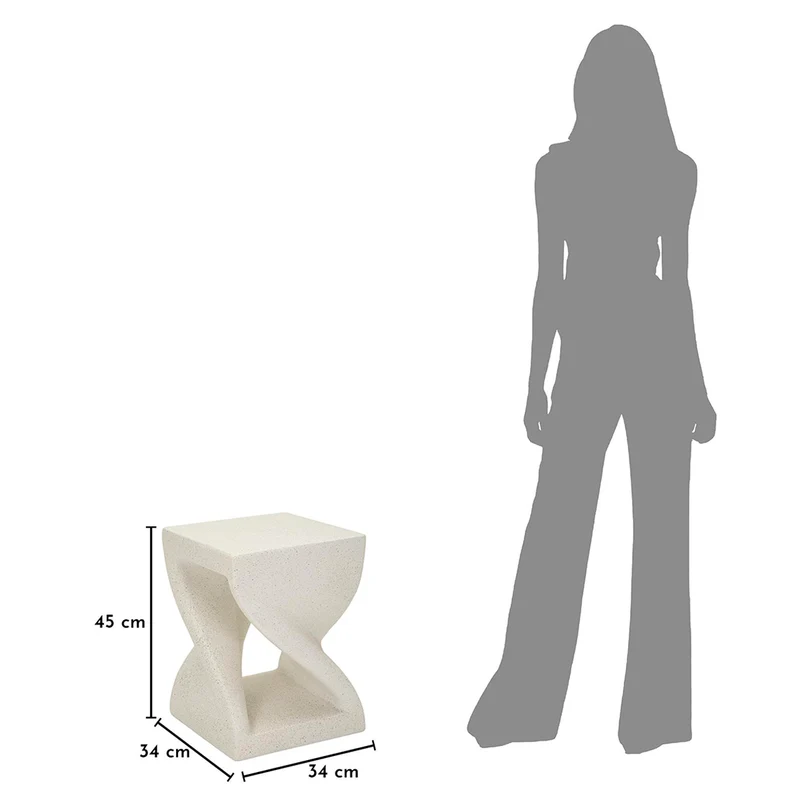 Bout de canapé 34 cm effet pierre Terraza Crème