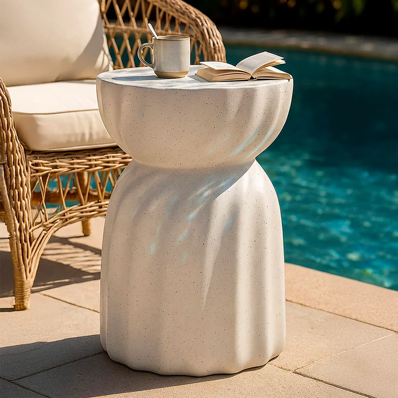 Bout de canapé 36 cm effet pierre Terraza Crème