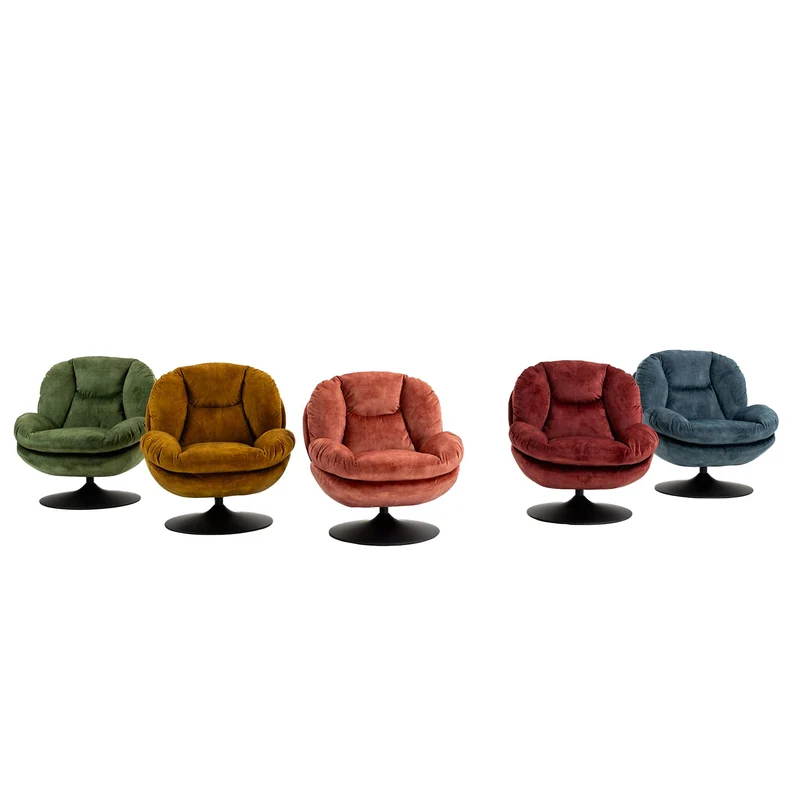 Fauteuil pivotant en velours bleu gris