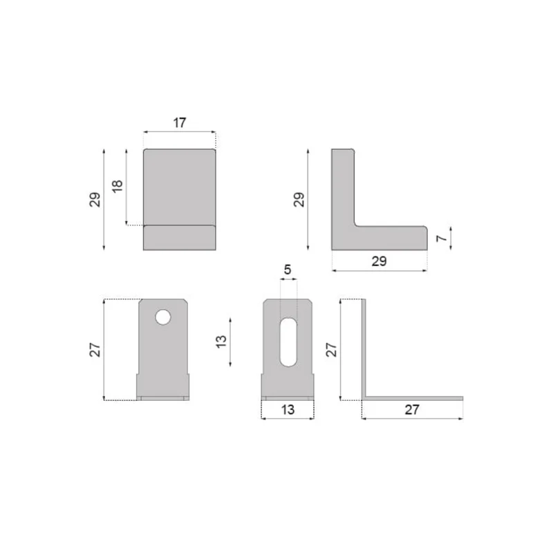 Angle de meuble en métal avec couvercle en plastique - Gris clair
