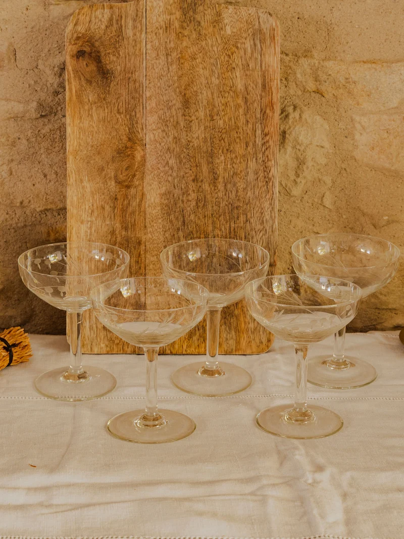 Eugène, le lot de 5 coupes à champagne en verre N°249