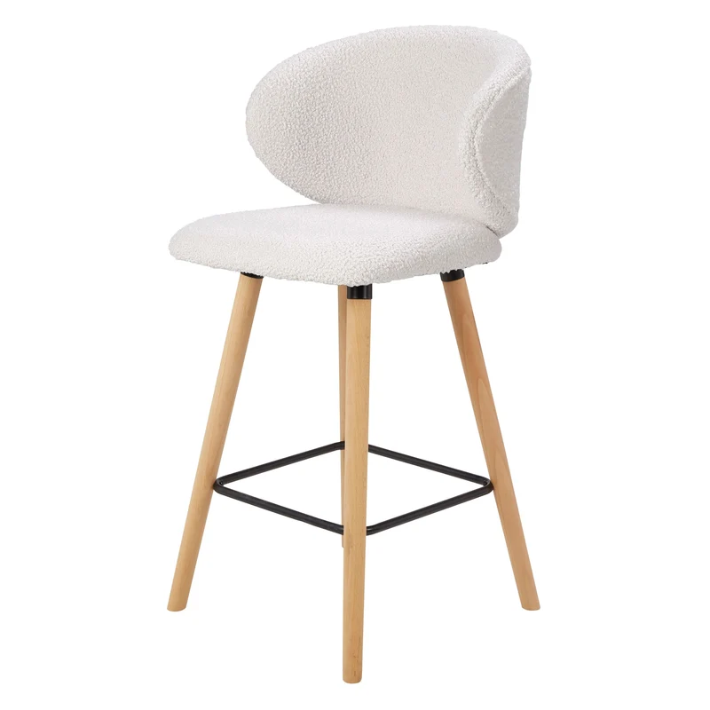 Chaise snack tissu effet laine bouclette blanche