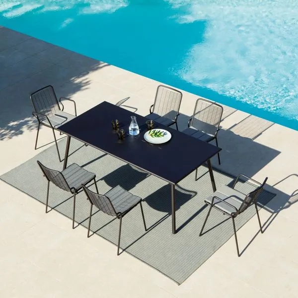 Table repas outdoor métal anthracite