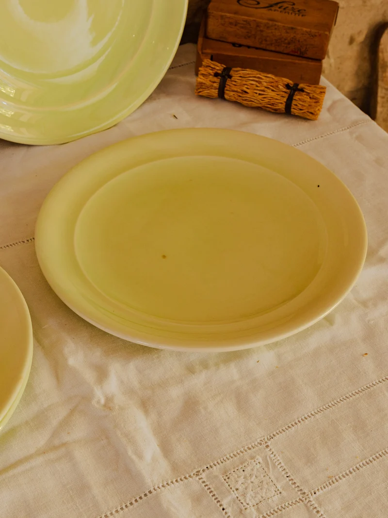 Antoinette, le lot de 5 assiettes en faïence verte N°341