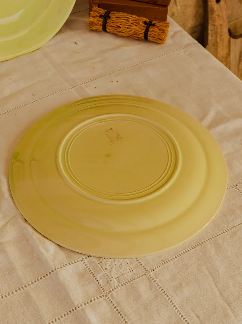 Antoinette, le lot de 5 assiettes en faïence verte N°341