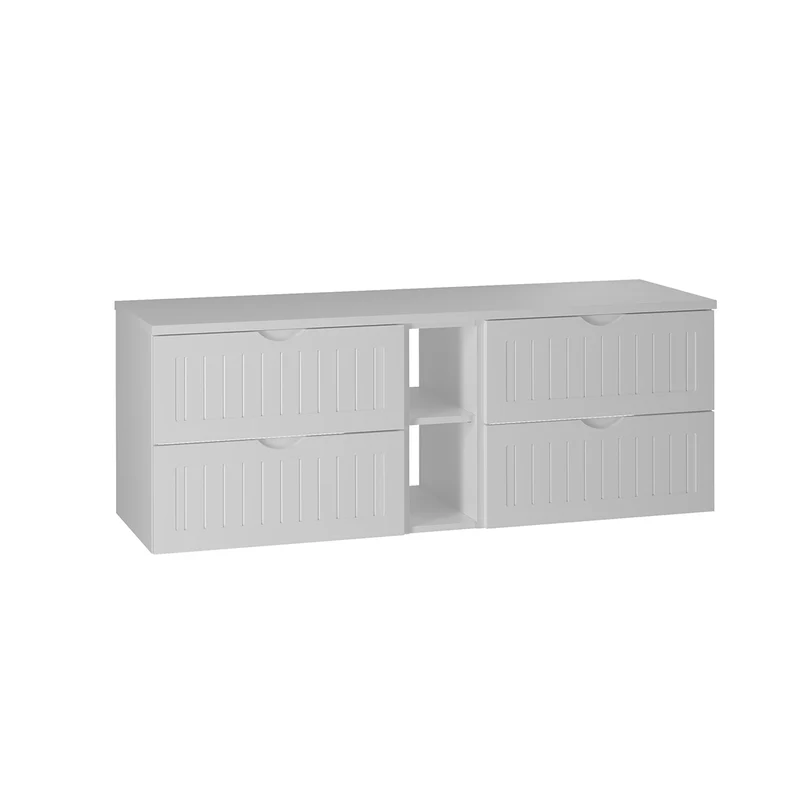 Meuble sous-vasque 140cm 2 niches plan de toilette Soline Blanc