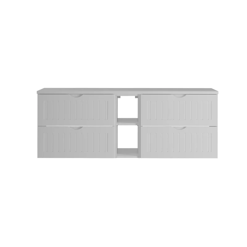 Meuble sous-vasque 140cm 2 niches plan de toilette Soline Blanc