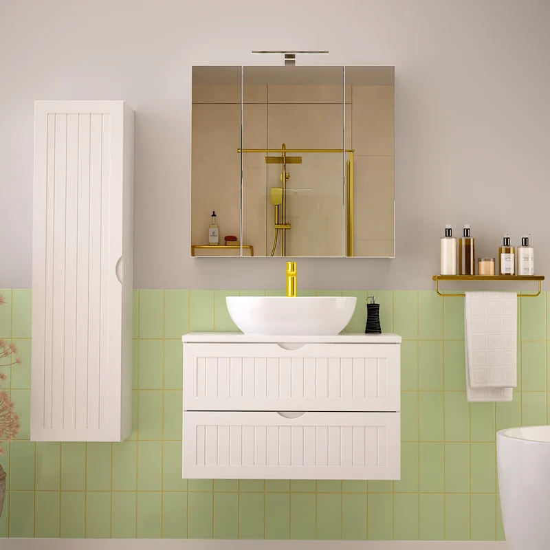 Meuble sous-vasque 80cm plan de toilette Soline Blanc