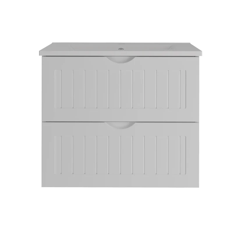 Meuble simple vasque encastrée 60cm Soline Blanc