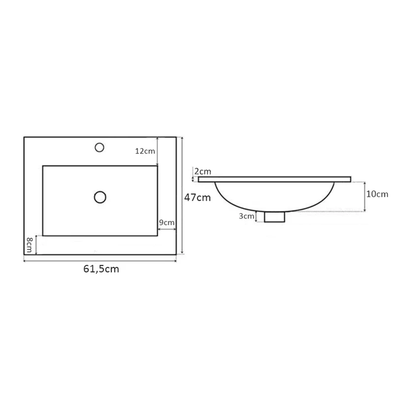 Meuble simple vasque encastrée 60cm Soline Blanc