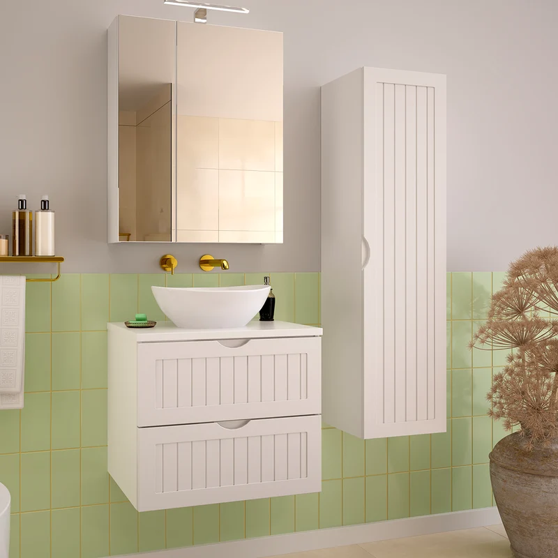 Meuble simple vasque 60cm Soline Blanc
