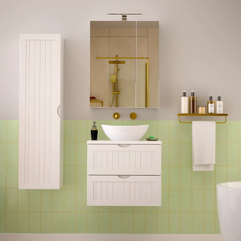 Meuble simple vasque 60cm Soline Blanc