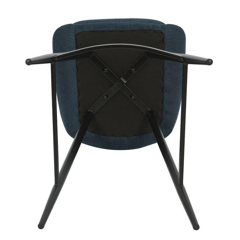 Chaise snack en velours côtelé bleu