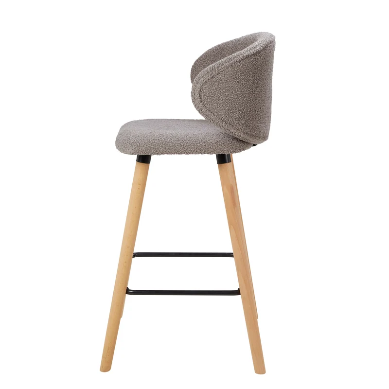 Chaise snack tissu effet laine bouclette taupe