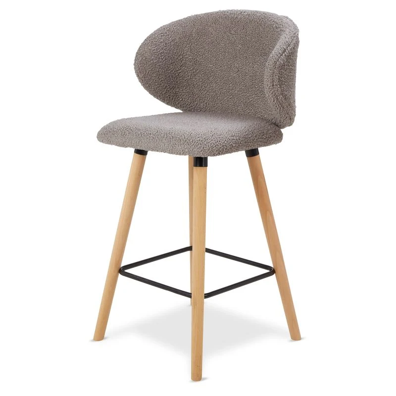 Chaise snack tissu effet laine bouclette taupe