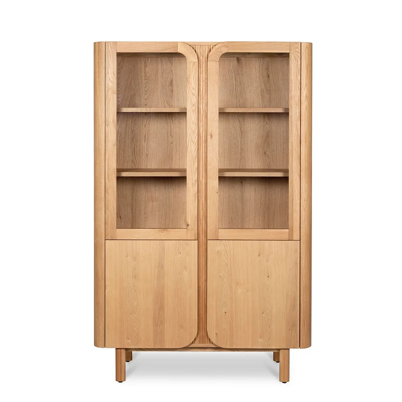 Vitrine 4 portes 2 en verre et 2 en bois