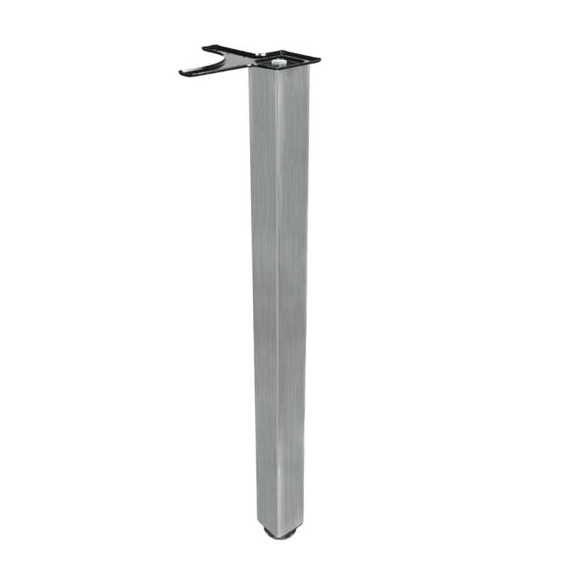 Pied de meuble carré réglable 710mm, Plaque de montage ZnAl - Nickel brossé