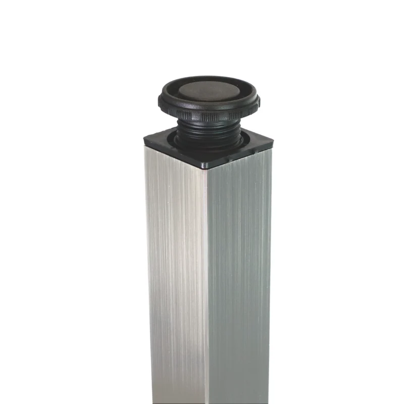 Pied de meuble carré réglable 710mm, Plaque de montage ZnAl - Nickel brossé