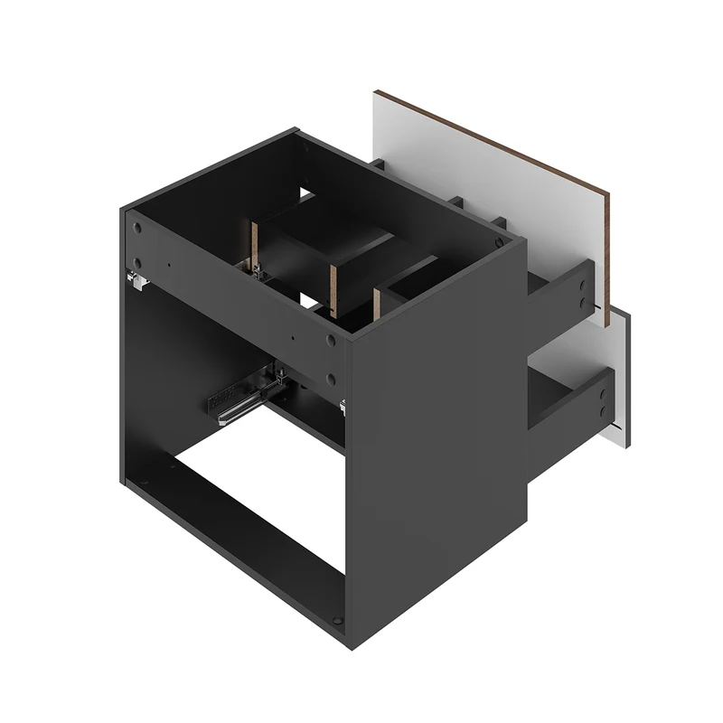 Ensemble meuble double vasque encastrée 120cm et colonne Sylla Noir et bois