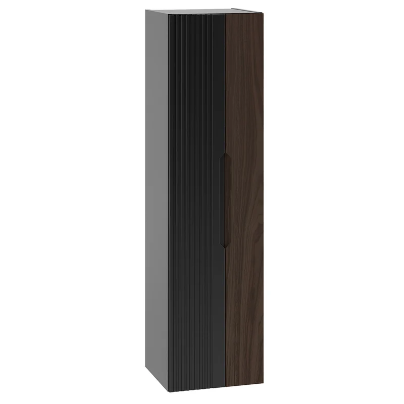 Ensemble meuble double vasque encastrée 120cm et colonne Sylla Noir et bois
