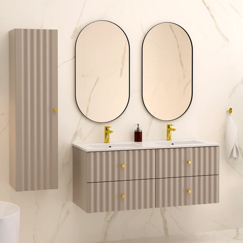 Meuble double vasque encastrée 120cm Izae Cachemire
