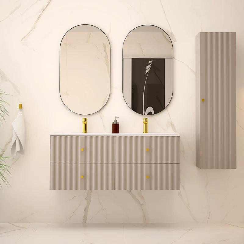 Meuble double vasque encastrée 120cm Izae Cachemire