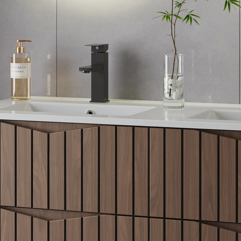 Meuble double vasque encastrée 120cm Siena bois et noir