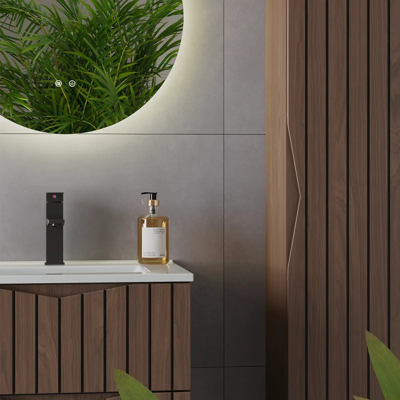 Meuble double vasque encastrée 120cm Siena bois et noir
