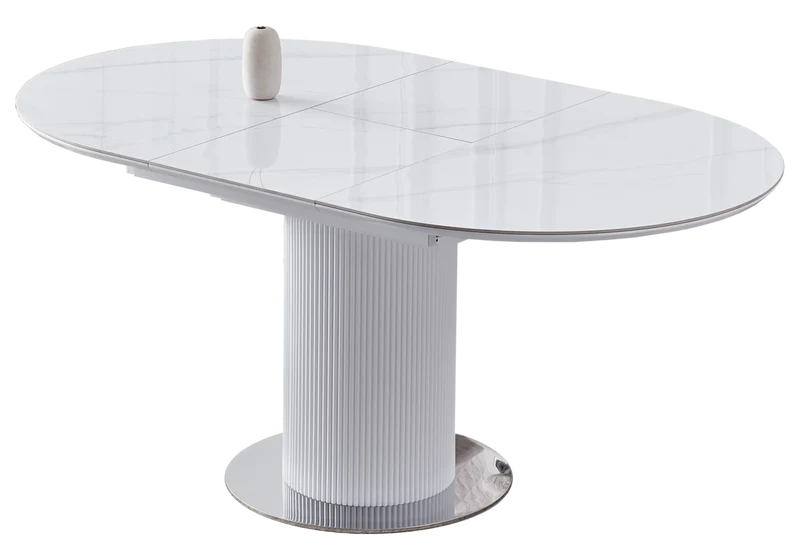 Ensemble table marbre blanc et 4 chaises noires - Leon