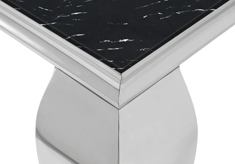 Ensemble table marbre noir et 4 chaises argent – Neo