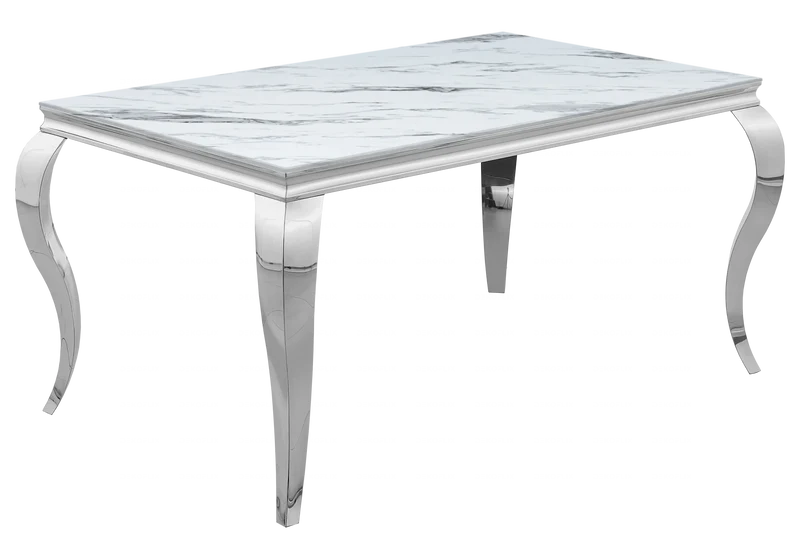 Salle à manger complète marbre blanc argent – Neo