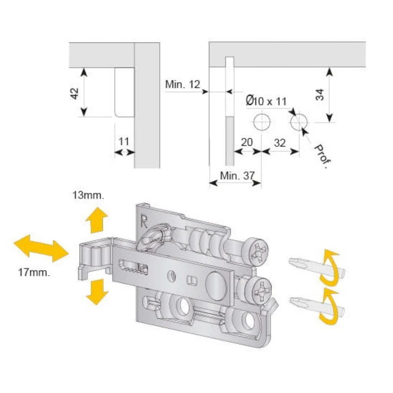 Support d'armoire réglable, G+D - 3D Premium - Marron