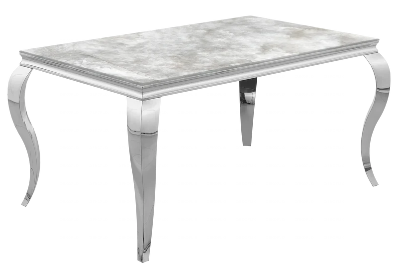 Salle à manger complète marbre beige argent – Neo