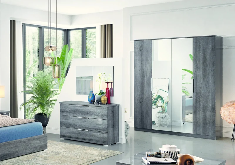 Chambre complète design bois gris foncé – LUNA