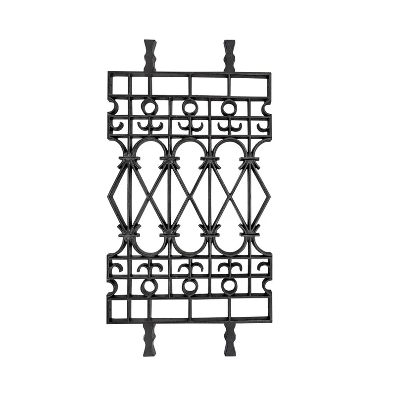 Casa Padrino Gusseisen Balustrade Schwarz 58,5 x H. 110 cm - Prunkvolles Geländer Element im Gotik Stil - Balkon & Treppen Geländer