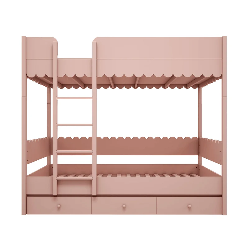 Lit superposé 90x200 sommiers et tiroir inclus Wood Luck Babushka Rose