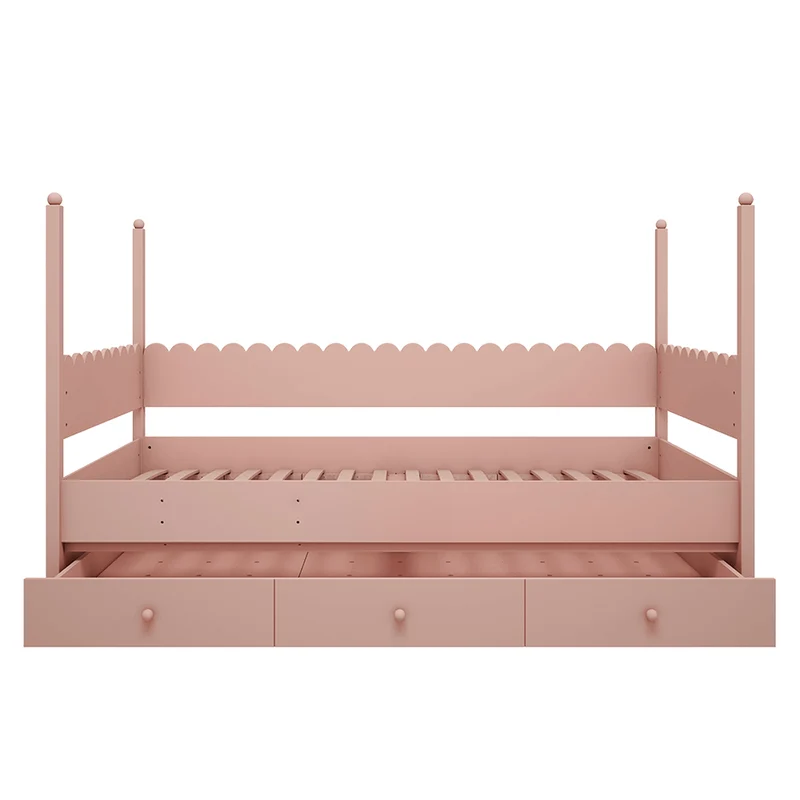 Lit superposé 90x200 sommiers et tiroir inclus Wood Luck Babushka Rose