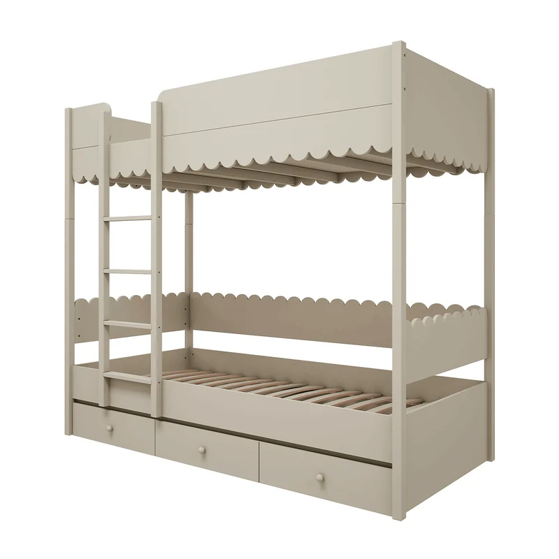 Lit superposé 90x200 sommiers et tiroir inclus Wood Luck Babushka Olive