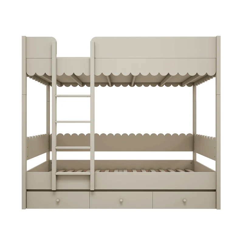 Lit superposé 90x200 sommiers et tiroir inclus Wood Luck Babushka Olive