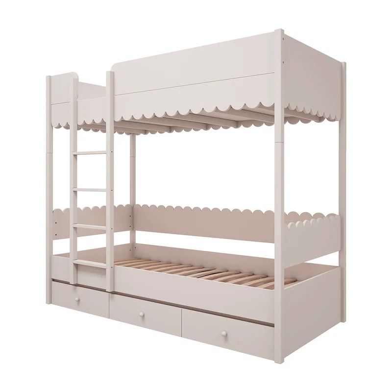 Lit superposé 90x200 sommiers et tiroir inclus Wood Luck Babushka Blanc