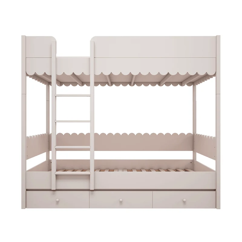 Lit superposé 90x200 sommiers et tiroir inclus Wood Luck Babushka Blanc
