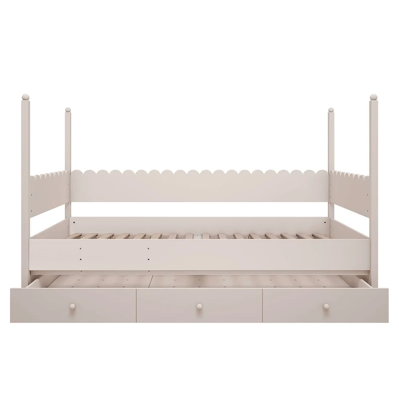 Lit superposé 90x200 sommiers et tiroir inclus Wood Luck Babushka Blanc