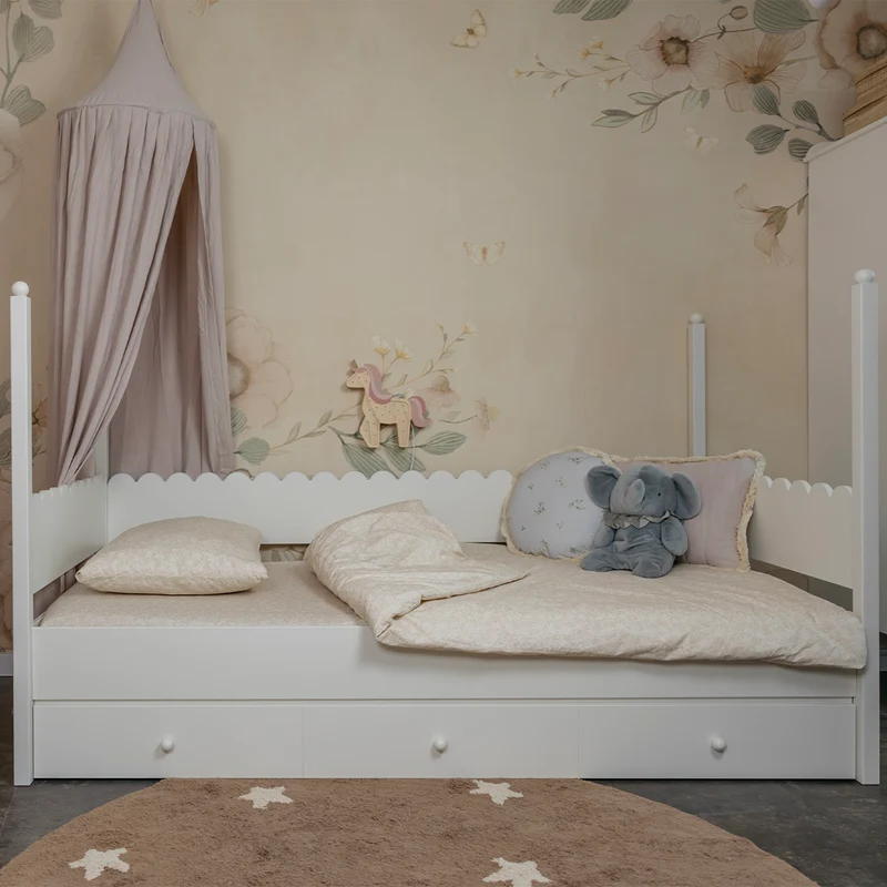 Lit superposé 90x200 sommiers et tiroir inclus Wood Luck Babushka Blanc